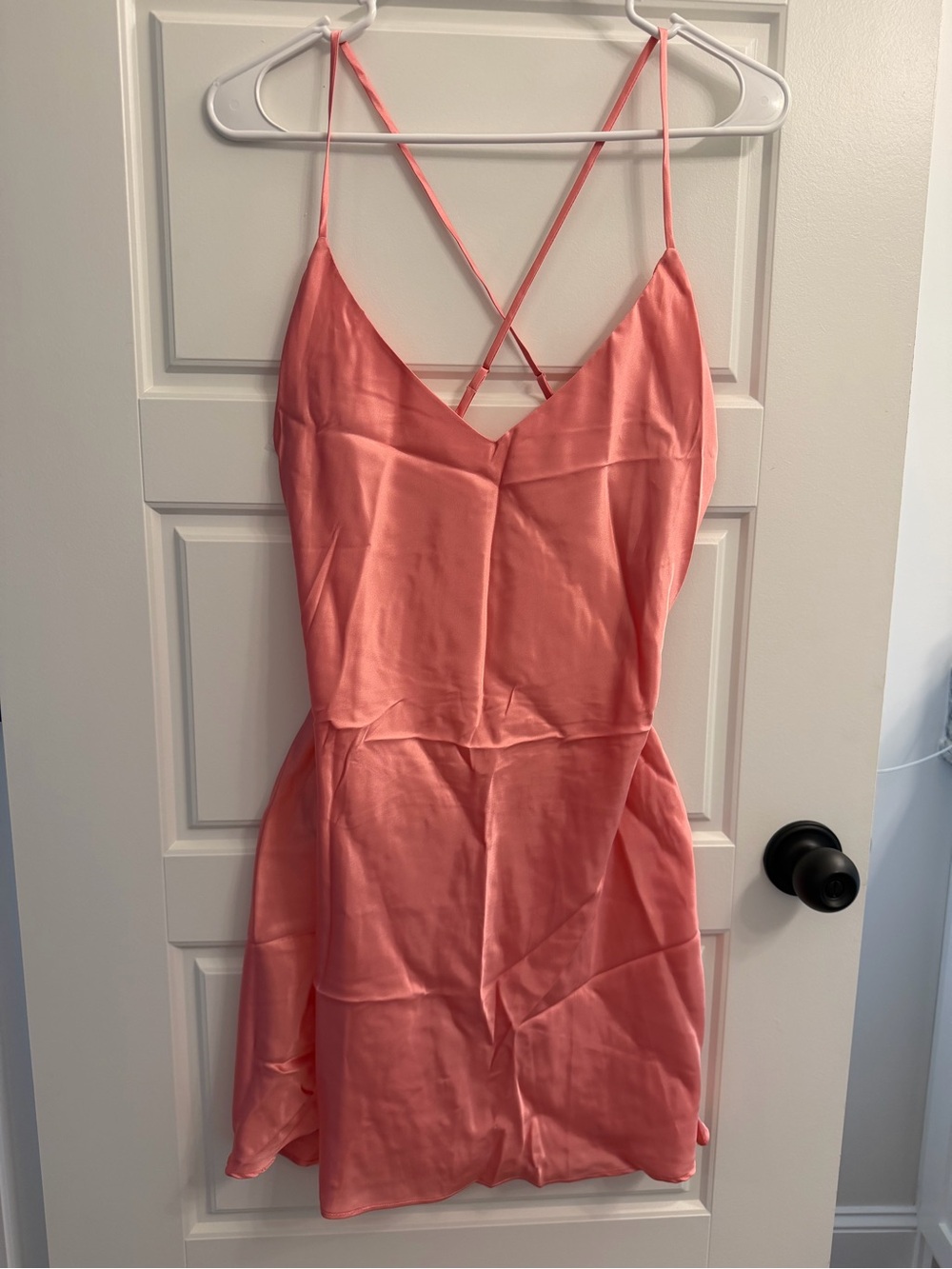 Victoria’s Secret Y2K Coral Satin Strappy Slip Mini Dress M